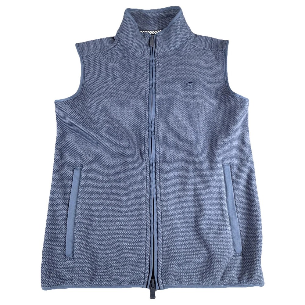 Southern Tide Vest Mens Large Blue Fleece Full Zip Stand Collar Pockets Logo